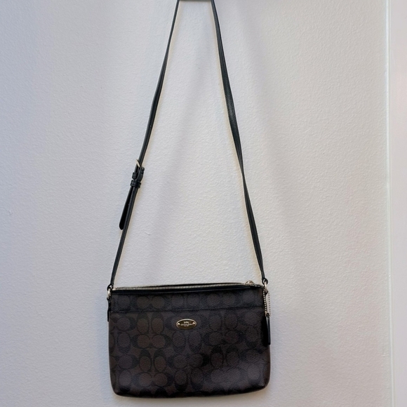 Coach Brown and Black Crossbody Bag with Signature Monogram - Picture 4 of 10